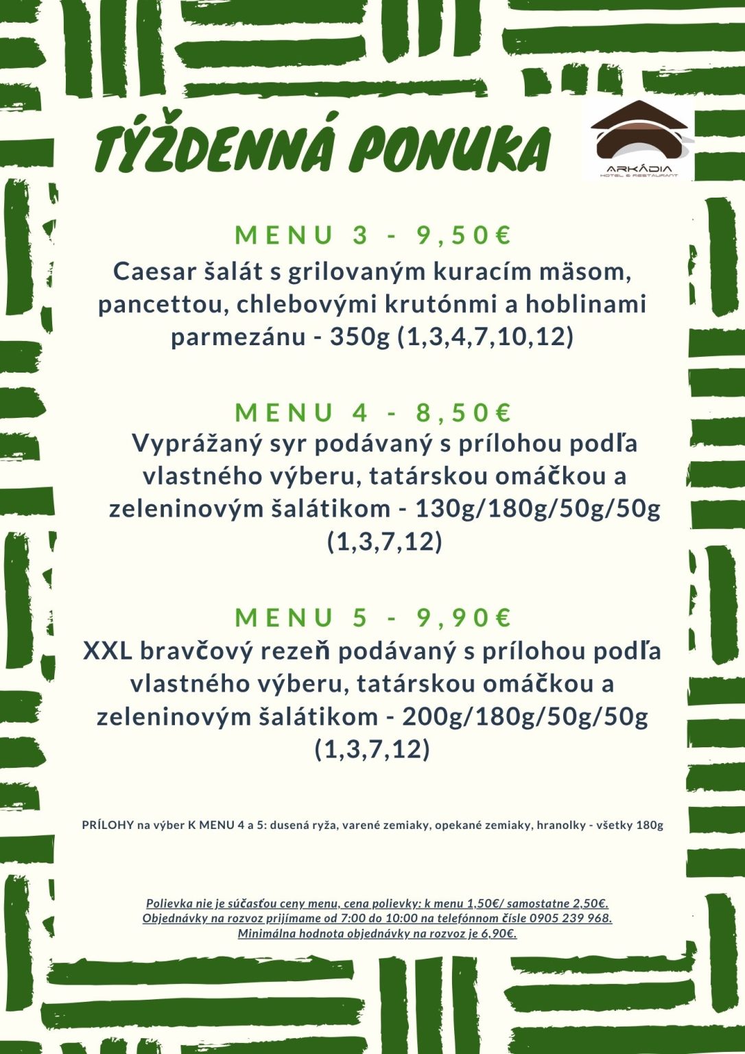 Denné menu - Hotel Arkádia